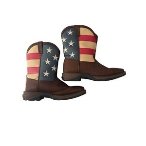 Durango Lil Rebel Cowboy Boots Womens 8/Youth 6.5‎ Western Square Toe Union Flag